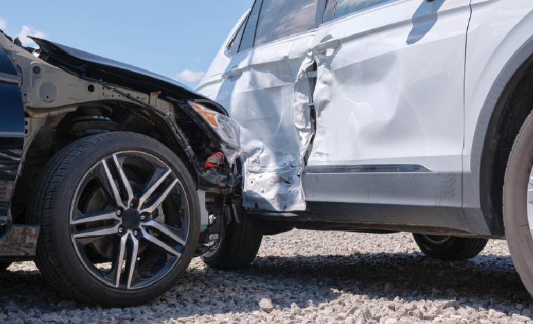 Two cars in an accident